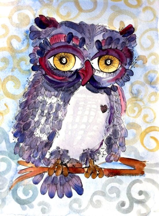 Fuzzle feathered Blue Woot Owl